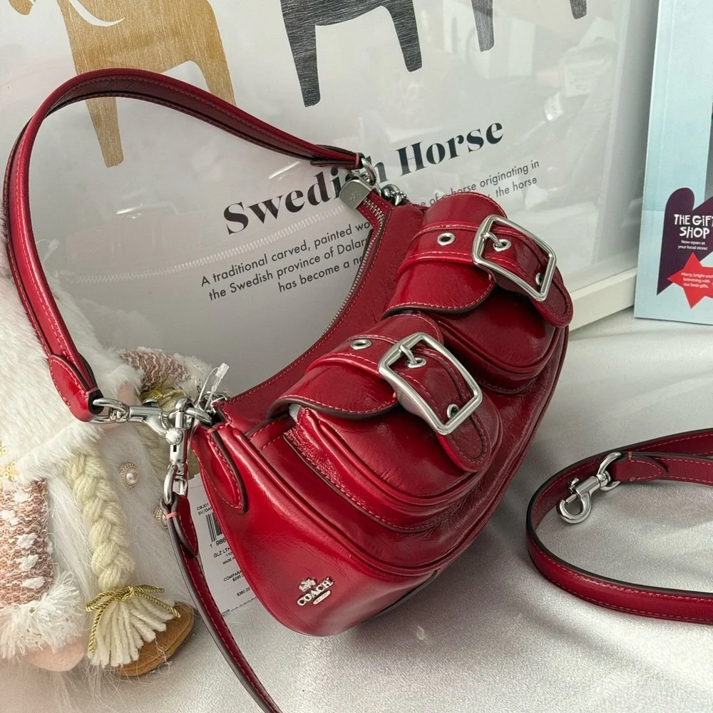 Coach Ashton Bag Crossbody In Leather/Silver/Dark Cardinal Red CBJ01